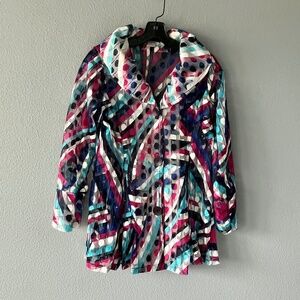 Damee Inc-Sheer Colorful Wide Collar Jacket
